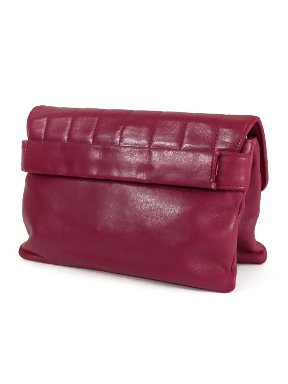 Chanel Belt Bag Purple Silver Lambskin Choco Bar Clutch Beltless - Picture 2 of 9